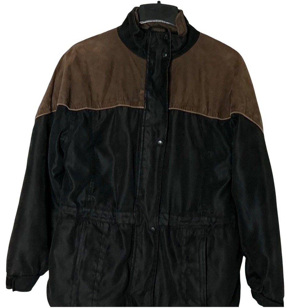 Outback Trading Co Microsuede‎ Gold Cup Jacket Mens Small Black Brown 2324 Horse